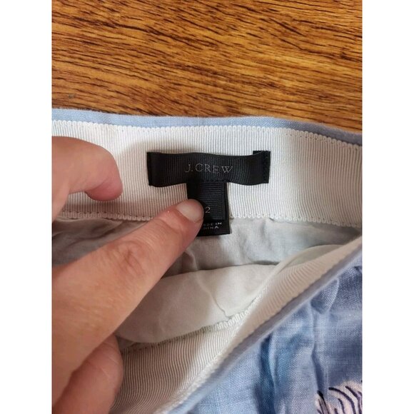 J.Crew Women's Size‎ 2 Blue Palm Tree Linen Full Skirt - Picture 3 of 4